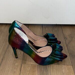Betsey Johnson Rainbow  Bow Heels Pointed Toe Pump Shoes Women’s Size 5.5